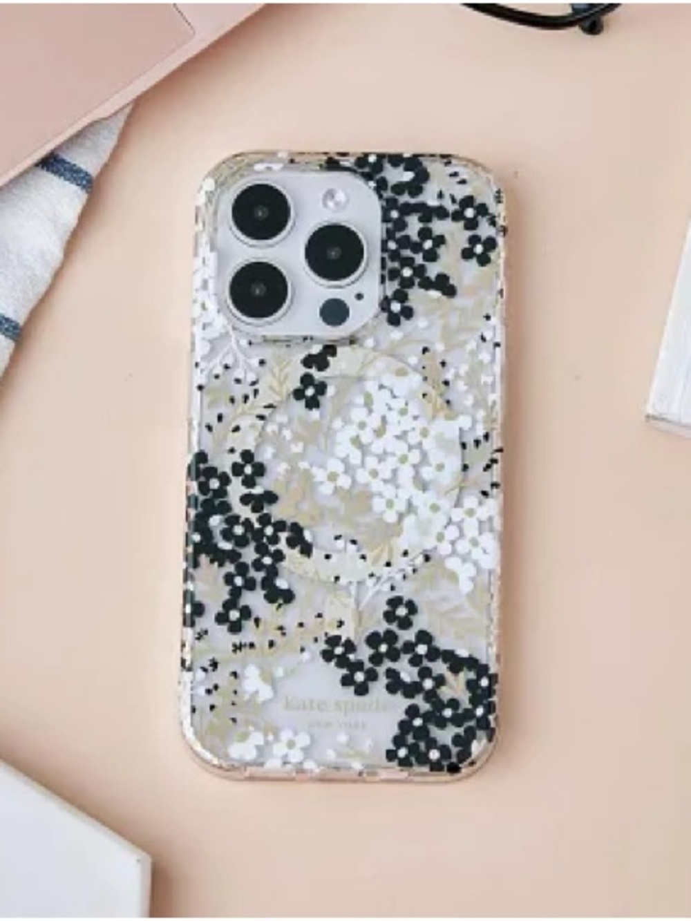 NEW Kate Spade | Black & White Floral Clear iPhone 13, 14, 15  Case